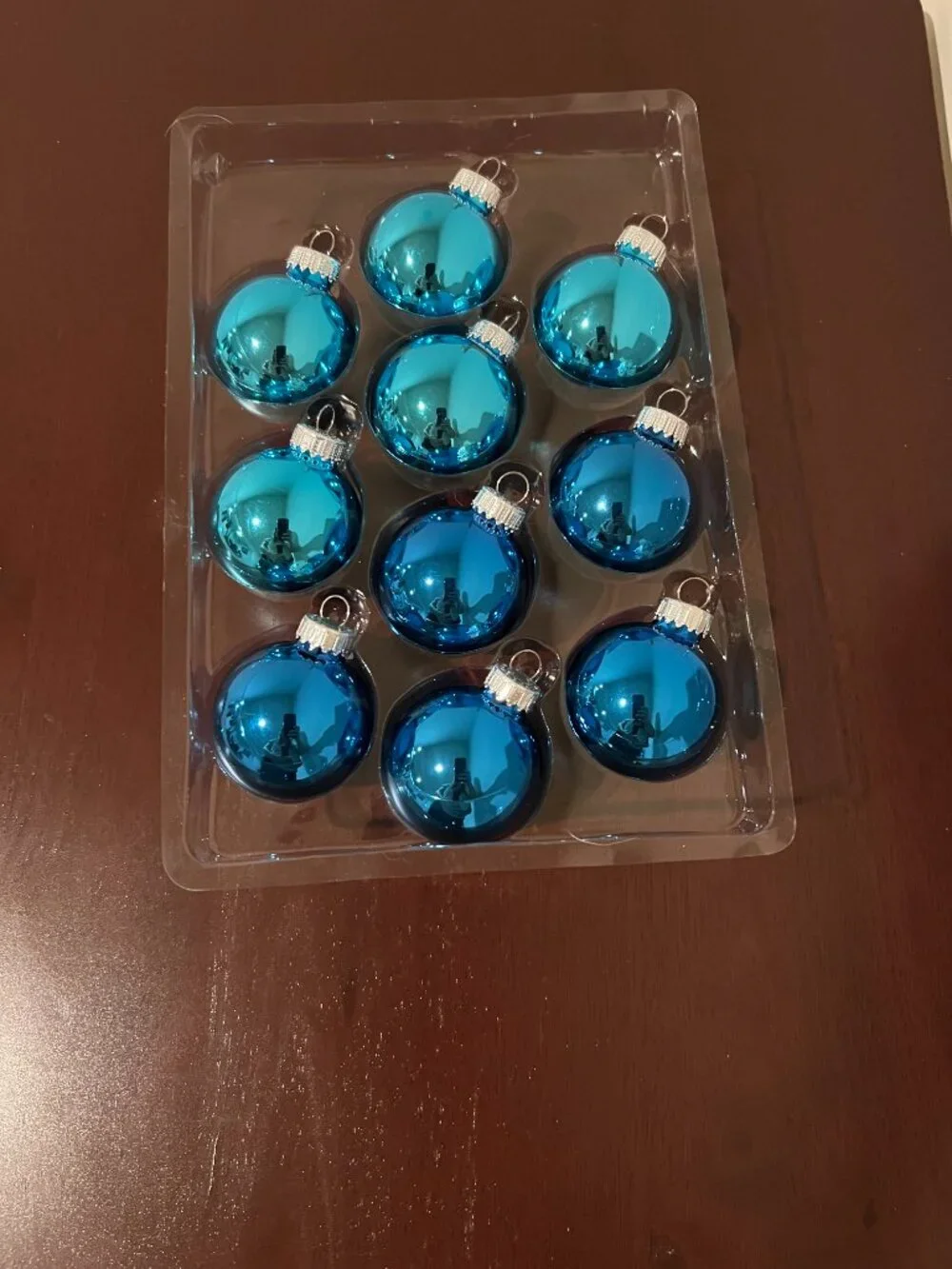 Christmas Shoppe Blue Glass Ball Ornaments Set of 10